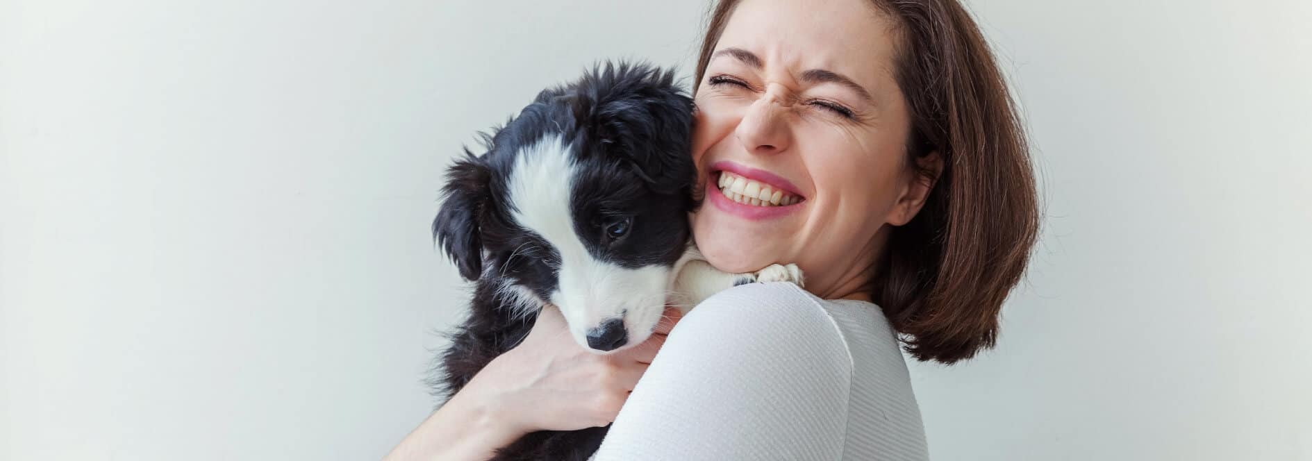 Woman holding a dog