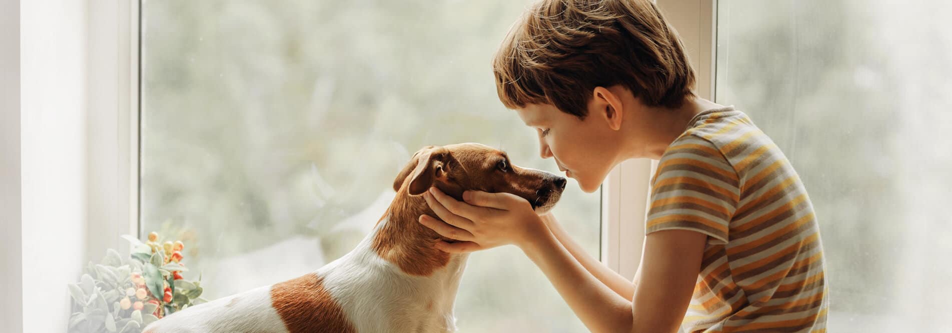 Young boy with dog